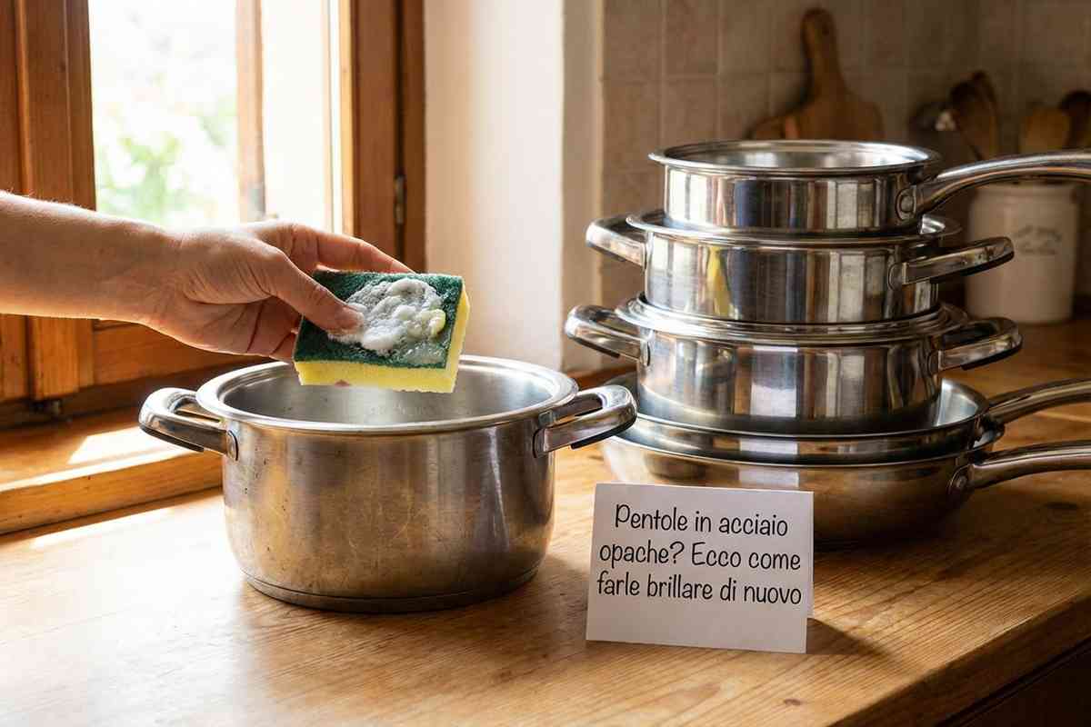 Pentola in acciaio opaca prima della pulizia