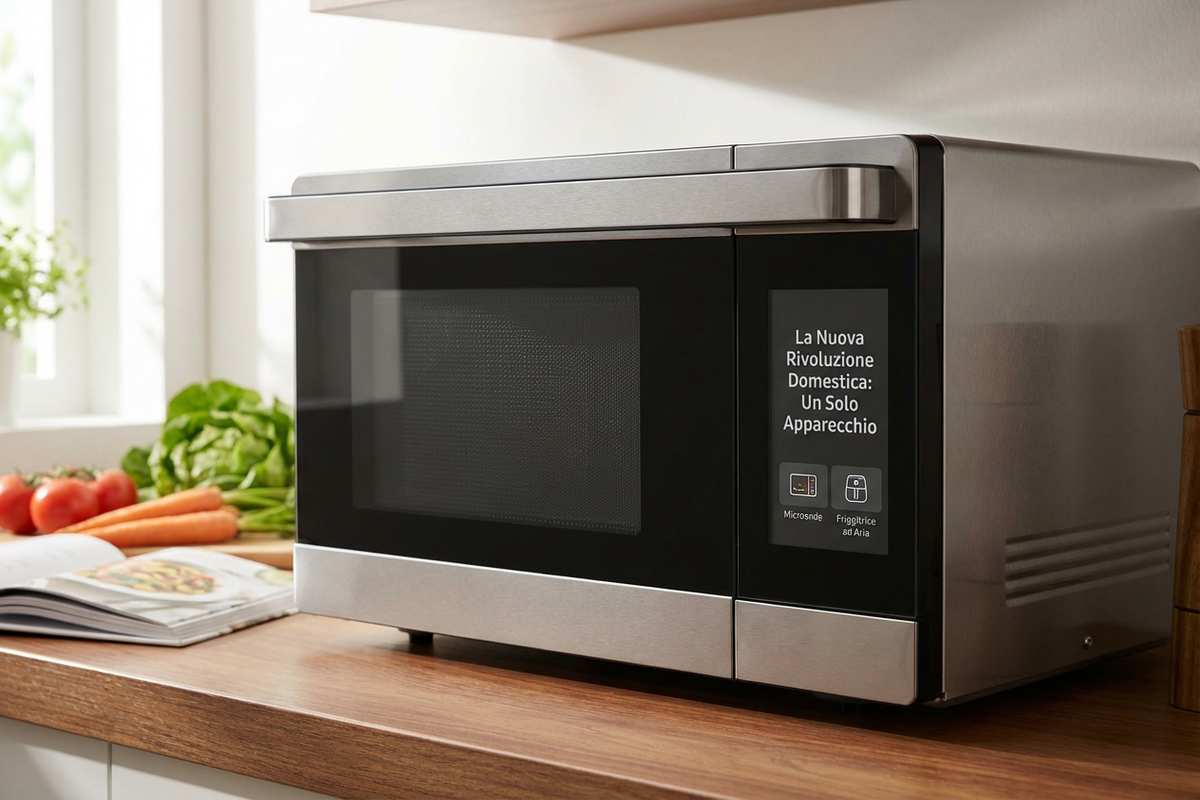 Un apparecchio da cucina multifunzionale su un piano di lavoro moderno.