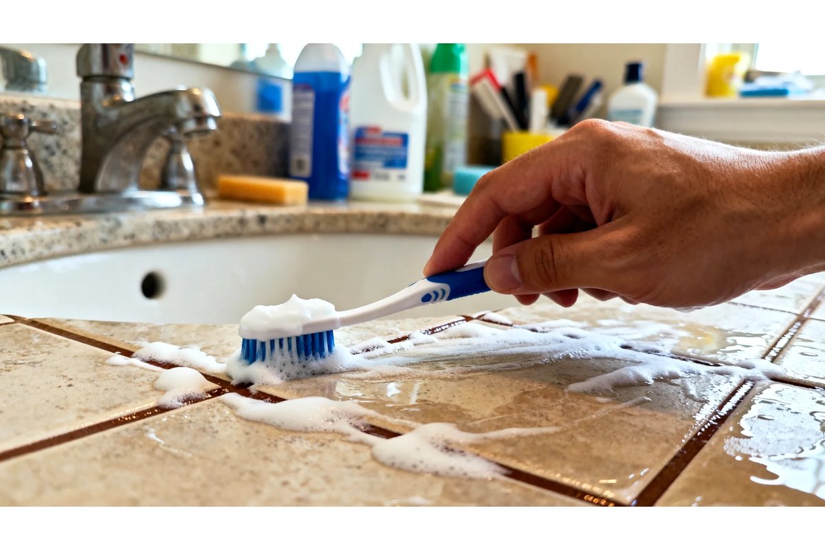 Fughe di piastrelle danneggiate dall'uso eccessivo di candeggina.